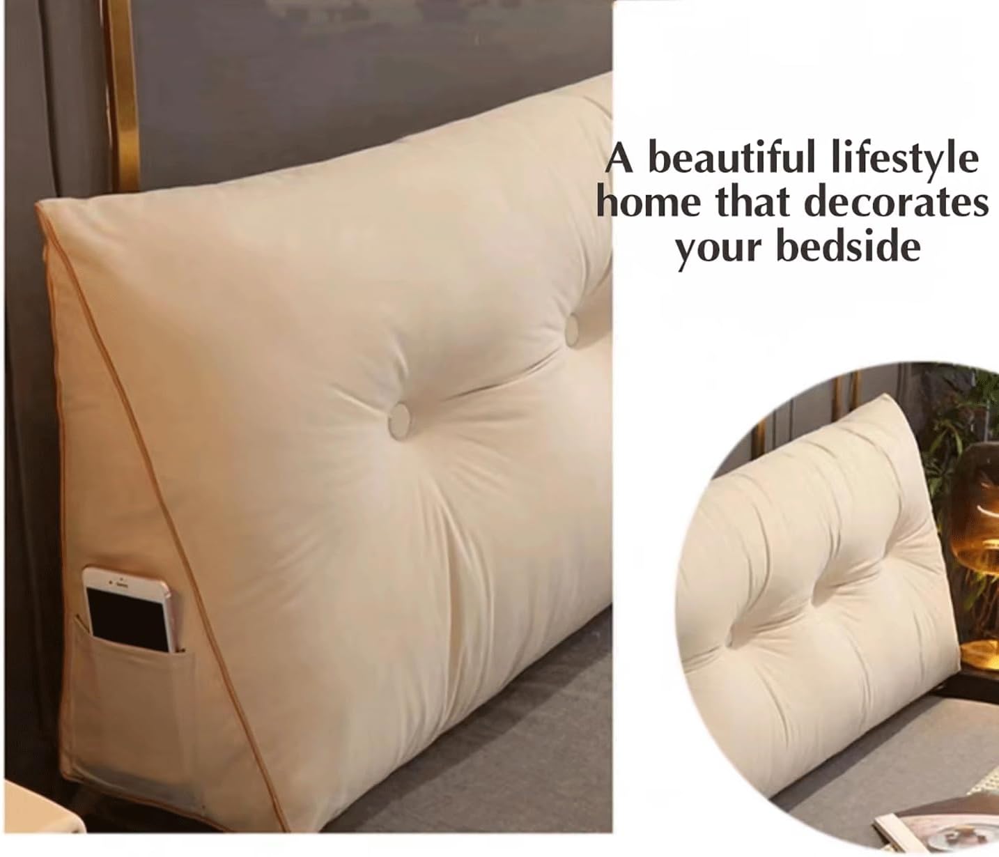 Large Headboard Pillow Triangular Reading Wedge Pillows Full Filling Backrest Bolster Reduces Stress Enjoy Comfort Back Lumbar Support(Size:200x20x50cm(79x7.8x20),Color:E)