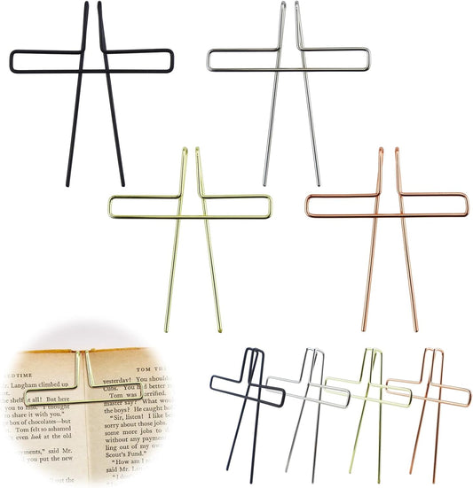 Music Book Metal Clip Pack of 4 Book Page Holder for Reading, 4 Colors Book Opener Piano Sheet Book Accessories Portable Book Open Holder for Book Lovers (Rose Gold, Black, Gold, Silver)