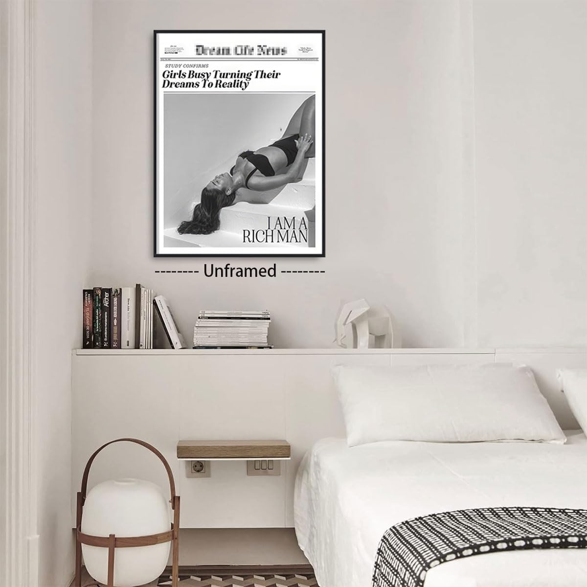 Bwodke Trendy NewsPaper Poster Wall Art Retro Cowgirl Black And White Girly Feminist Canvas Prints Preppy Magazine Pictures Bar and Party Aesthetic Decor Painting Barthroom Bedroom Dorm