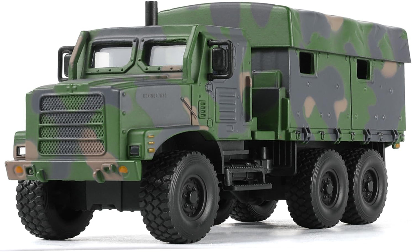 1/64 Tactical Truck Model Military Truck Armored Car Military MTVR MK23 Medium Vehicle Die-cast Metal Model Kit for Collection or Gift (Camouflage Green)