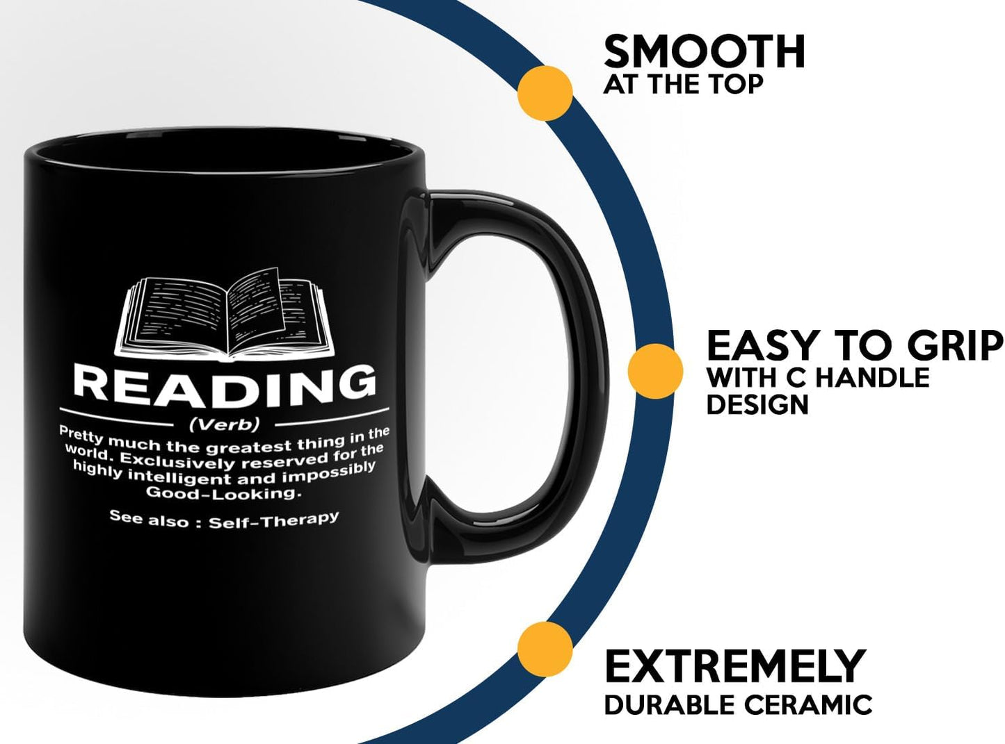 Book Lover Coffee Mug 11oz Black -Reading Definition - Sports court Team Indivdiual partner Book Lover