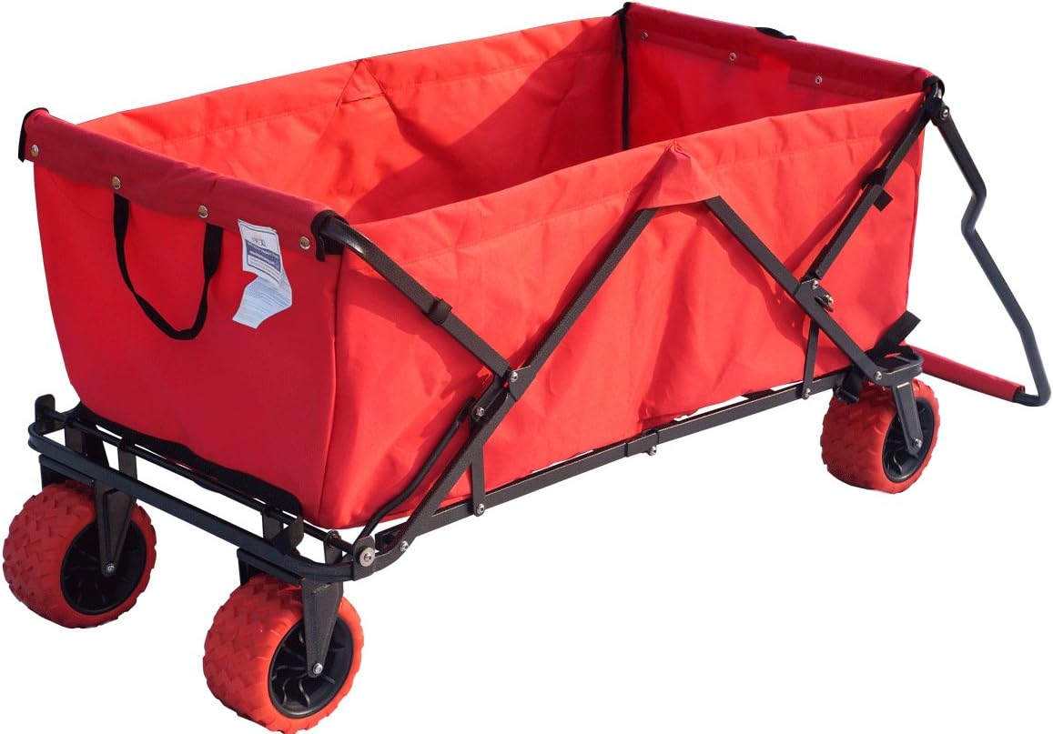 Impact Canopy Folding Collapsible Utility Wagon, Extra-Large Wagon with All-Terrain Wheels, Red