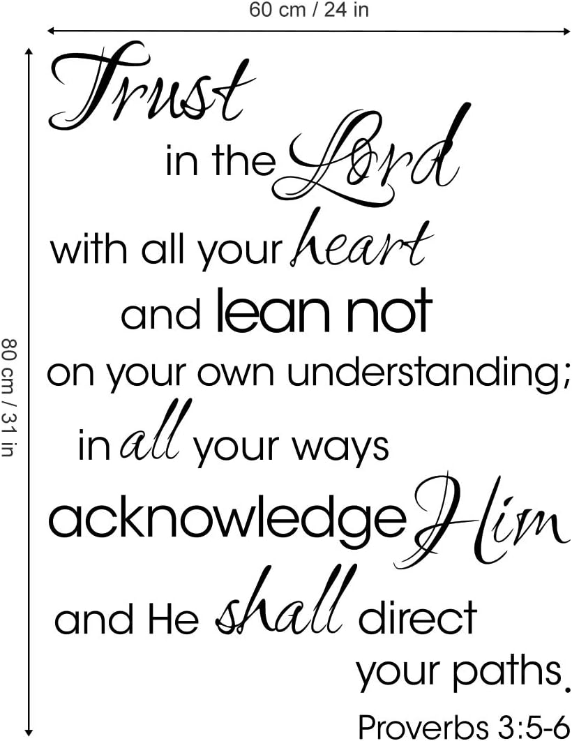 Decalmile Trust in The Lord Wall Decals: Quotes, Religious & Inspirational Bible Wall Letters - Adults Bedroom & Living Room Decor