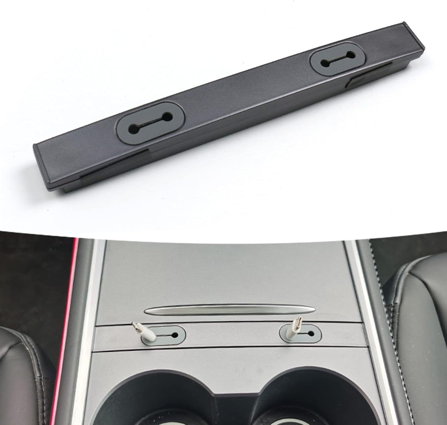 Carbar Tesla USB Hub for Model 3 2021-2023, Model Y 2019-2023 Automotive Center Console Cable Organizer with Charging Cable Management Holder, Ideal for Tesla Model Y and Model 3 Accessories
