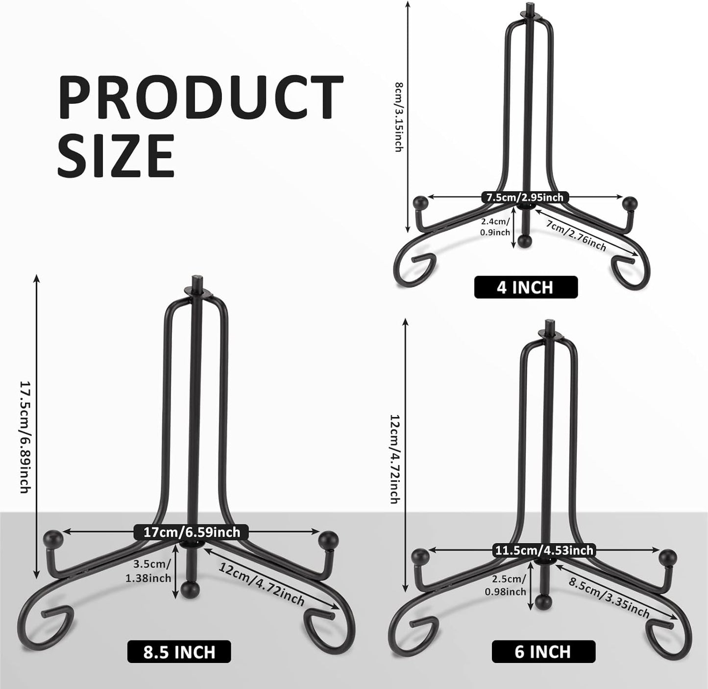 Boao 10 Pack Iron Plate Stands for Display 4 Inches Plate Holder Display Stand for Photo, Picture Frame, Book and Tabletop Art