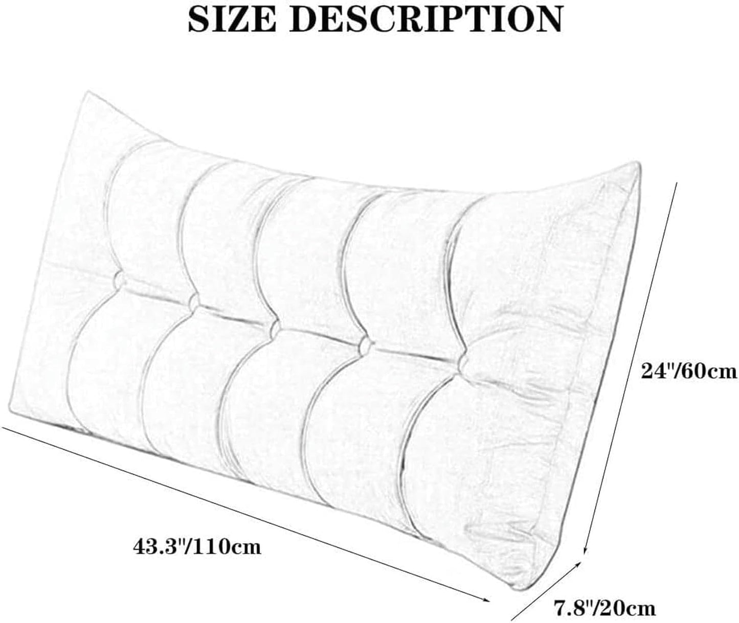 Rectangular Headboard, Pregnancy Tatami Cushion Plaid Rest Positioning Support Pillow Day Bed Lumbar Pad Reading Body Pillow Bed Rest Pillows(Yellow,110cm)