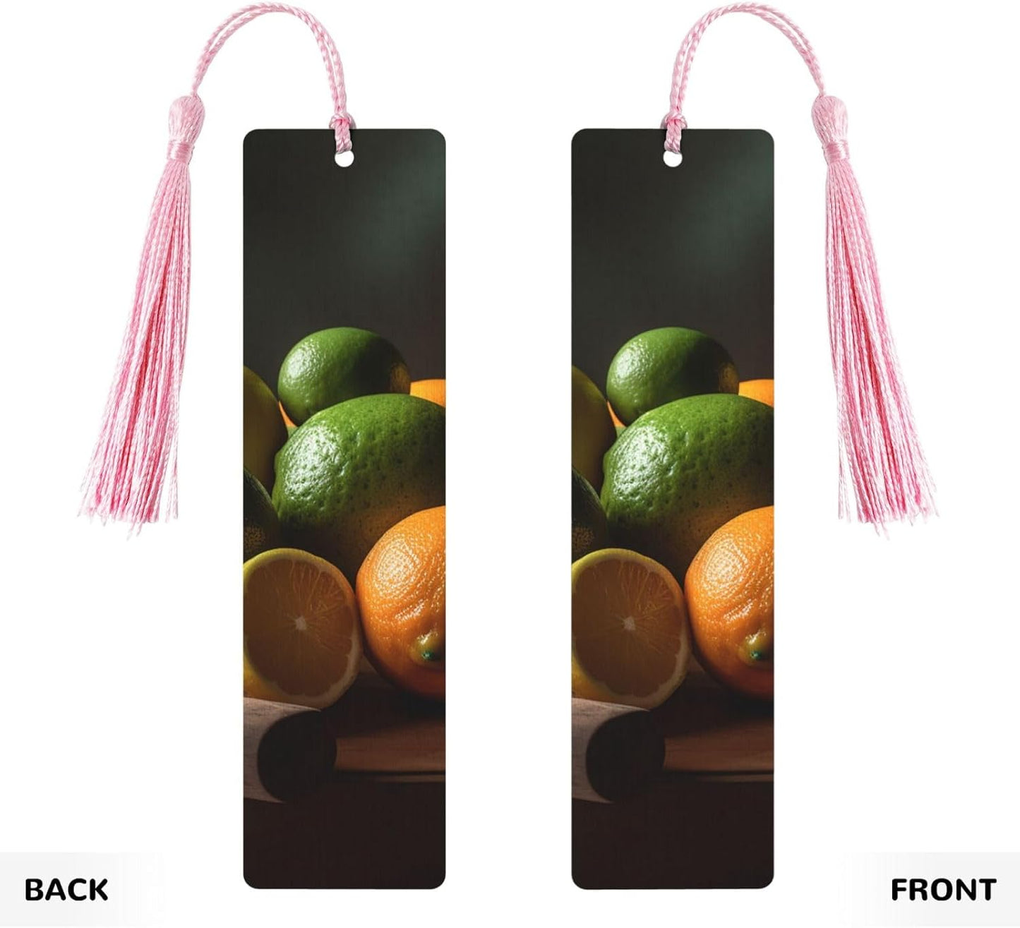 Lemons and Oranges Bookmarks Gifts for Women Men, Wooden Bookmarks for Book Lovers, Vintage Book Marks Ornaments with Tassel, Unique Personalized Reading Page Markers Pink