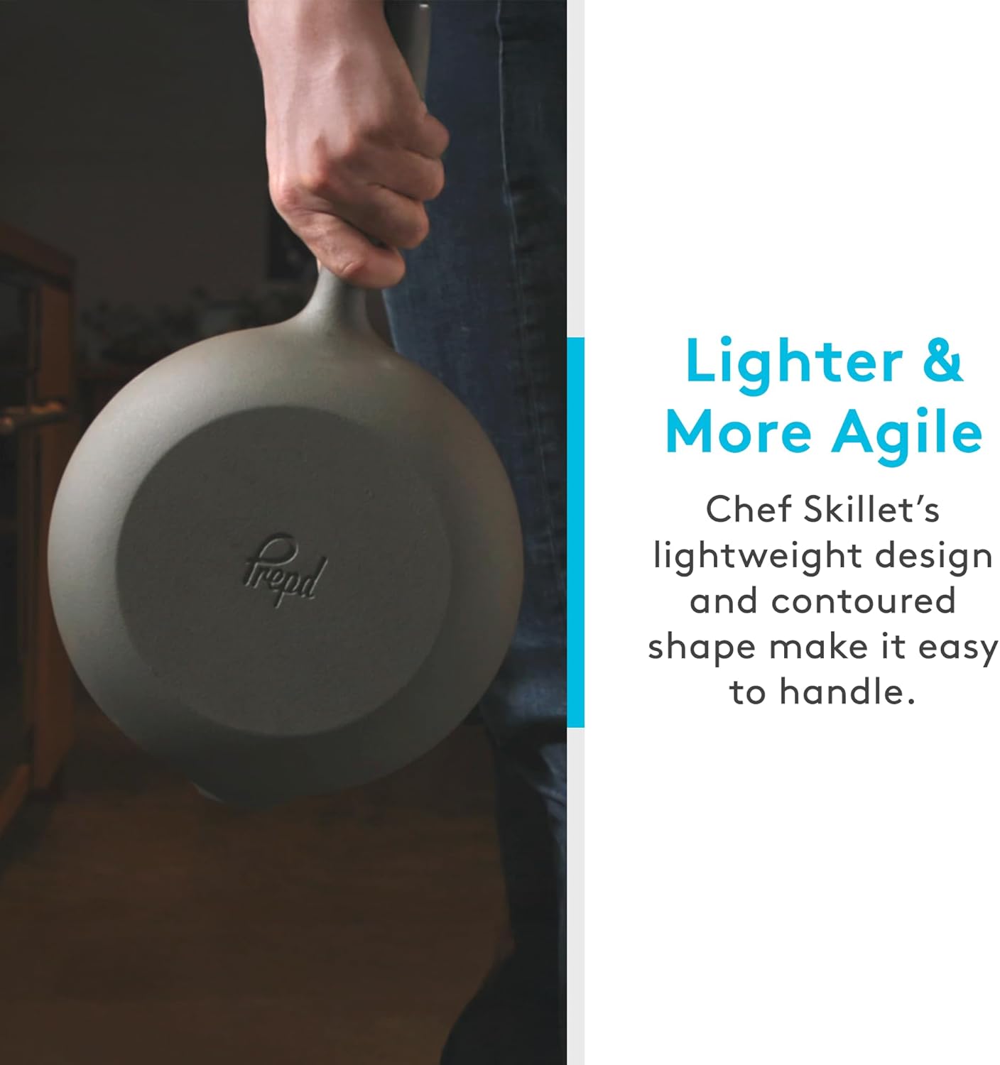 Chef Skillet - Lighter, Smoother, Naturally Nonstick, Preseasoned, Oven Safe, Cast Iron Skillet (Prepd Chef Skillet (8" + 10" Set))