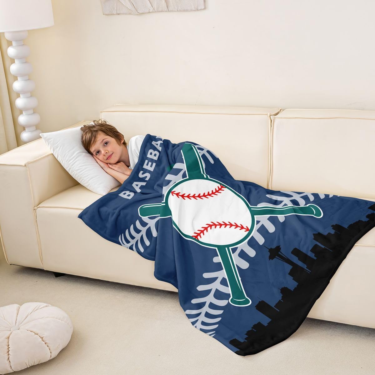 Erosebridal Boys Baseball Throw 50x60 inch Flannel Blanket for Teens Youth,Baseball City Team Throw Blanket for Gift,Sports Fleece Blanket,Softball Ball Game Fuzzy Blanket for Travel Nap