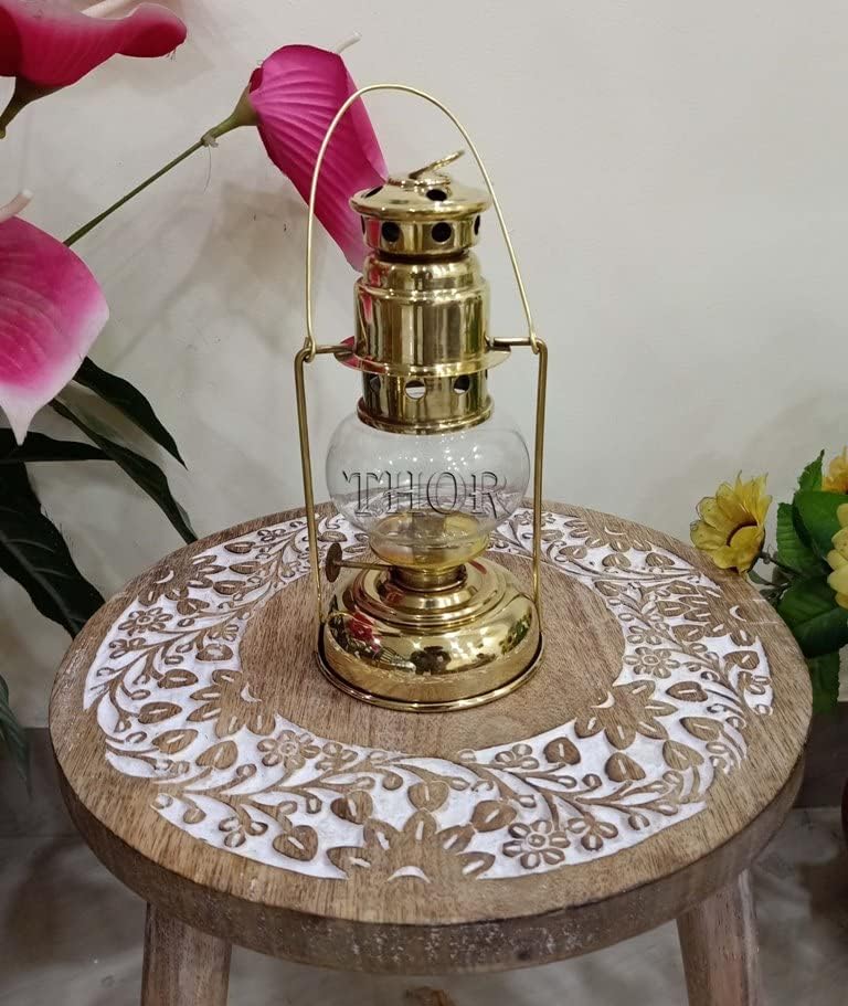 Brass Mini Small Oil Lamp Lanterns for Home Decor 7" (Brass) Rustic Vintage Home Decor Gifts
