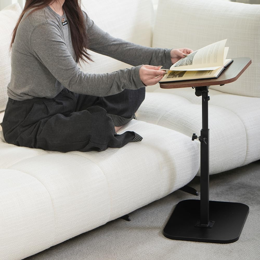 ACEQLYT® Small Adjustable Side Table, Adjustable Height & Flip-Over Panel Design & 360° Swivel, Couch Armrest C Shaped End Table, Laptop Stand for Couch