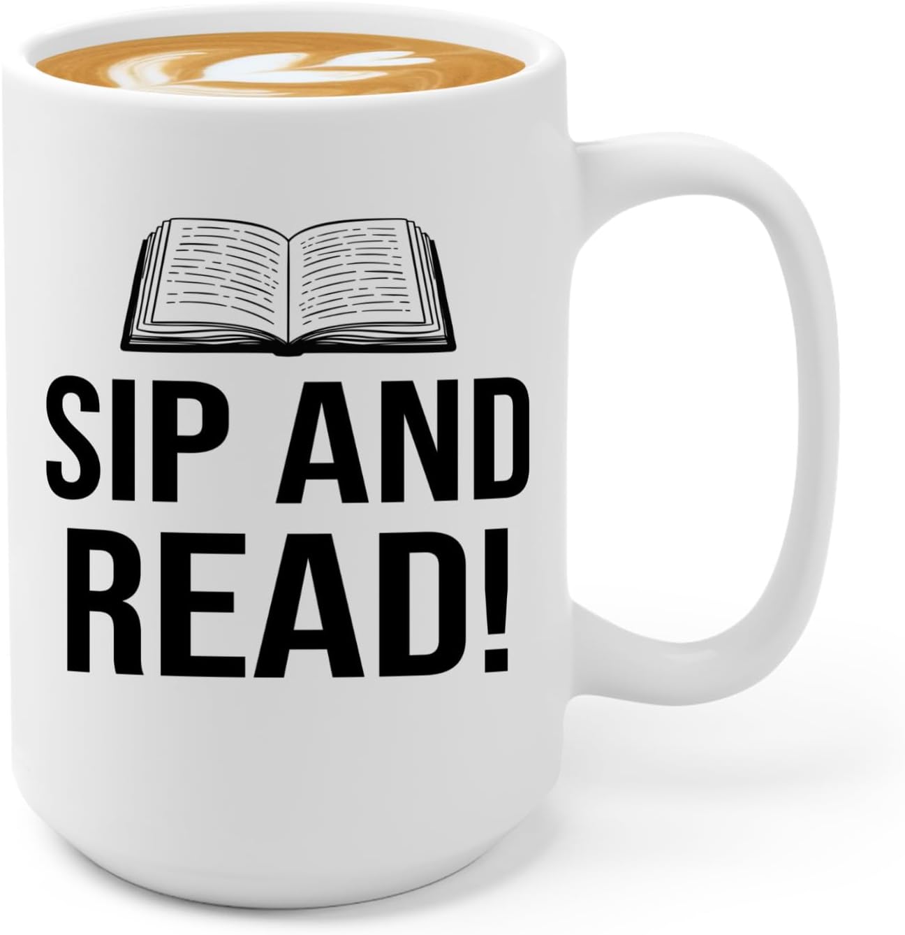 Book Lover Coffee Mug 15oz White -Sip and Read - Bookworm Literature Library Book Lover Reader Booked Editor Intellectual Studious
