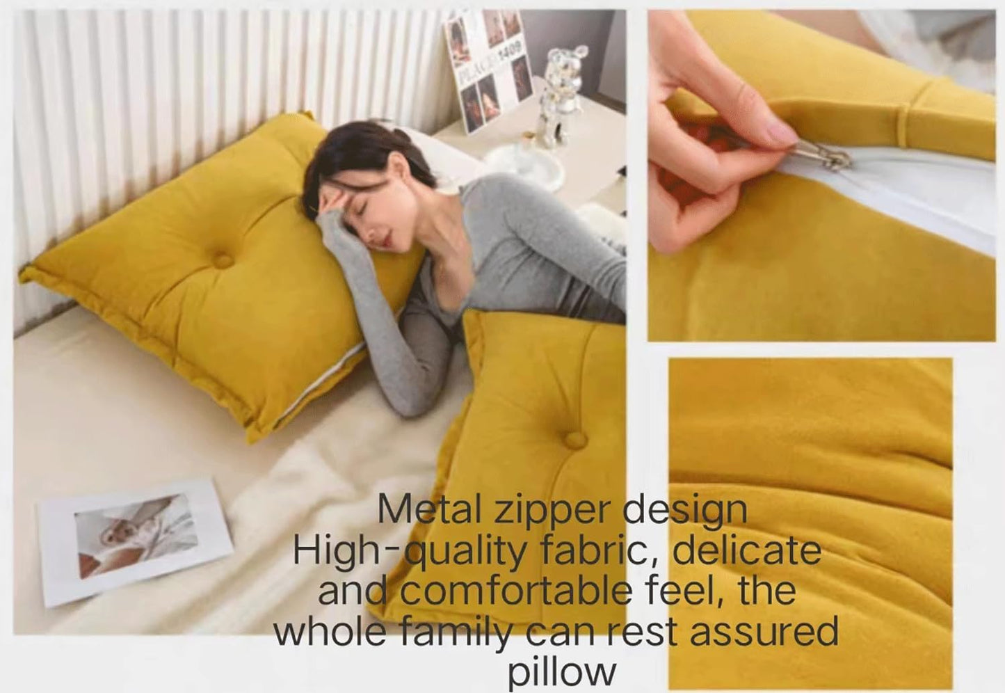 Large Bed Headboard Pillow Wall Pillow Combination Daybed Pillows Reading Backrest Lumbar Pad Removable Cushion(Size:100cm /39.4in(1pc),Color:Yellow)