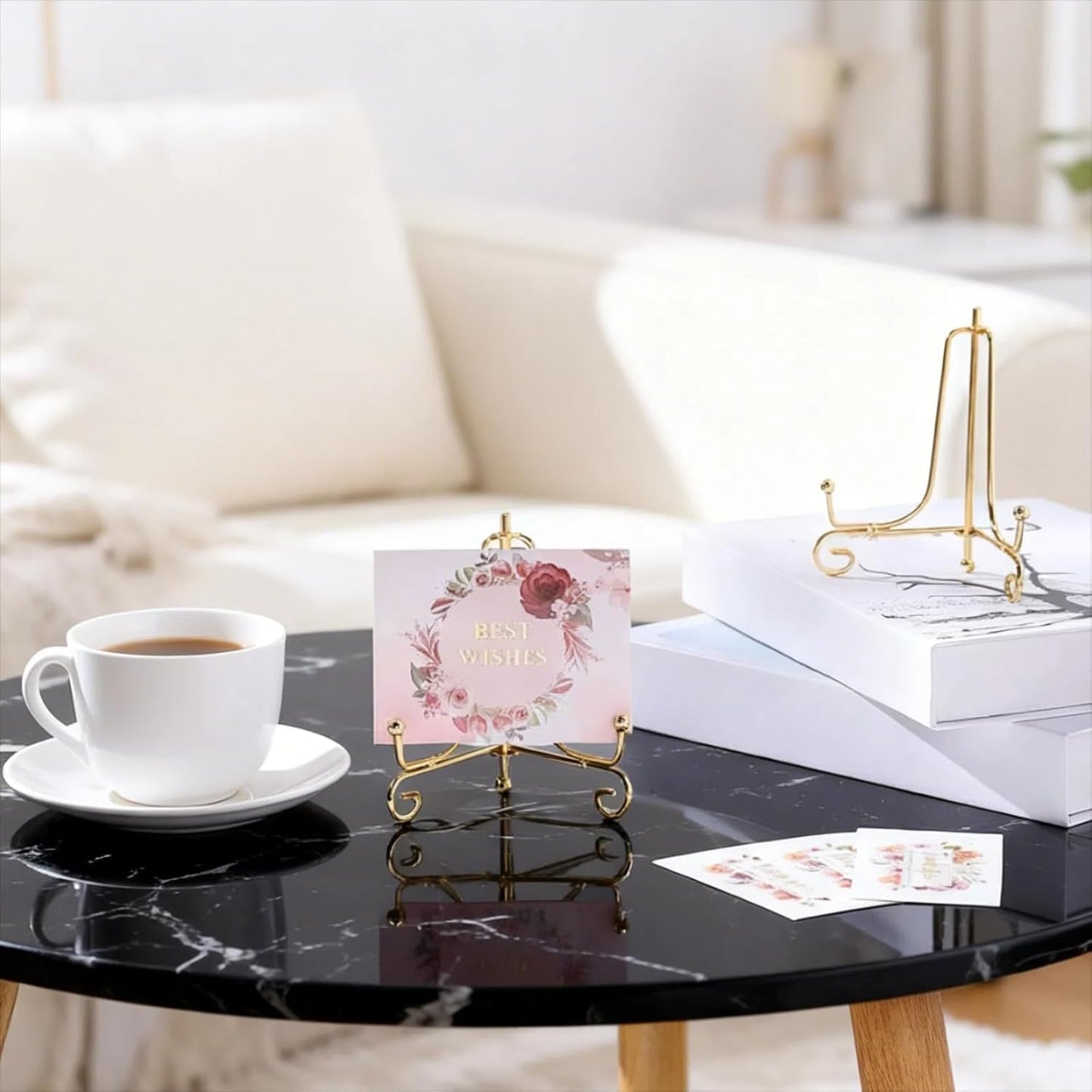 10 Pack 4 Inch Iron Plate Stands for Display,Gold Plate Holder Display Stand, Gold Easel Stands for Photo, Picture Frame, Decorative Dish, Book and Tabletop Art