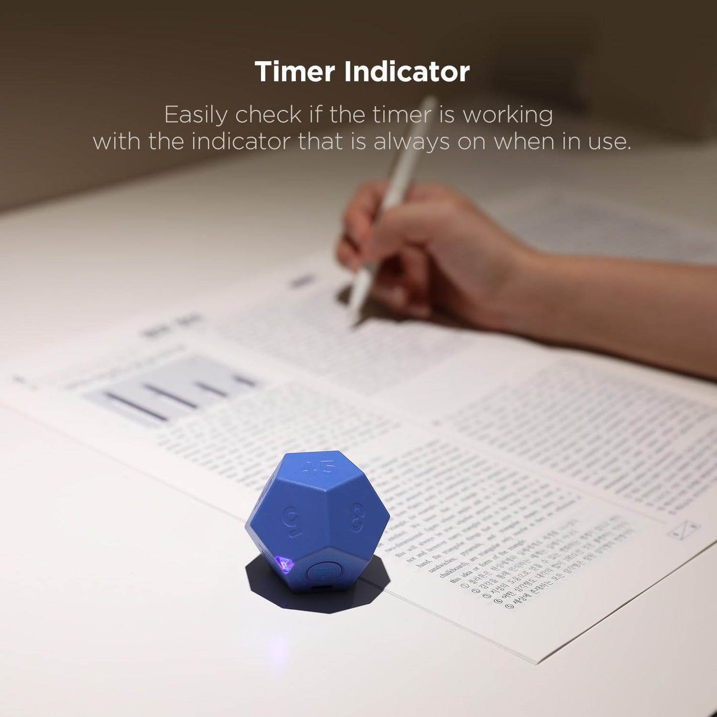 Mooas Dodecagon Time Ball Rechargeable Mini Timer (Blue), 11 Preset Times, Desk Productivity, Pomodoro, Sound/Vibrate/Mute, ADHD, Workout, Study, Cooking