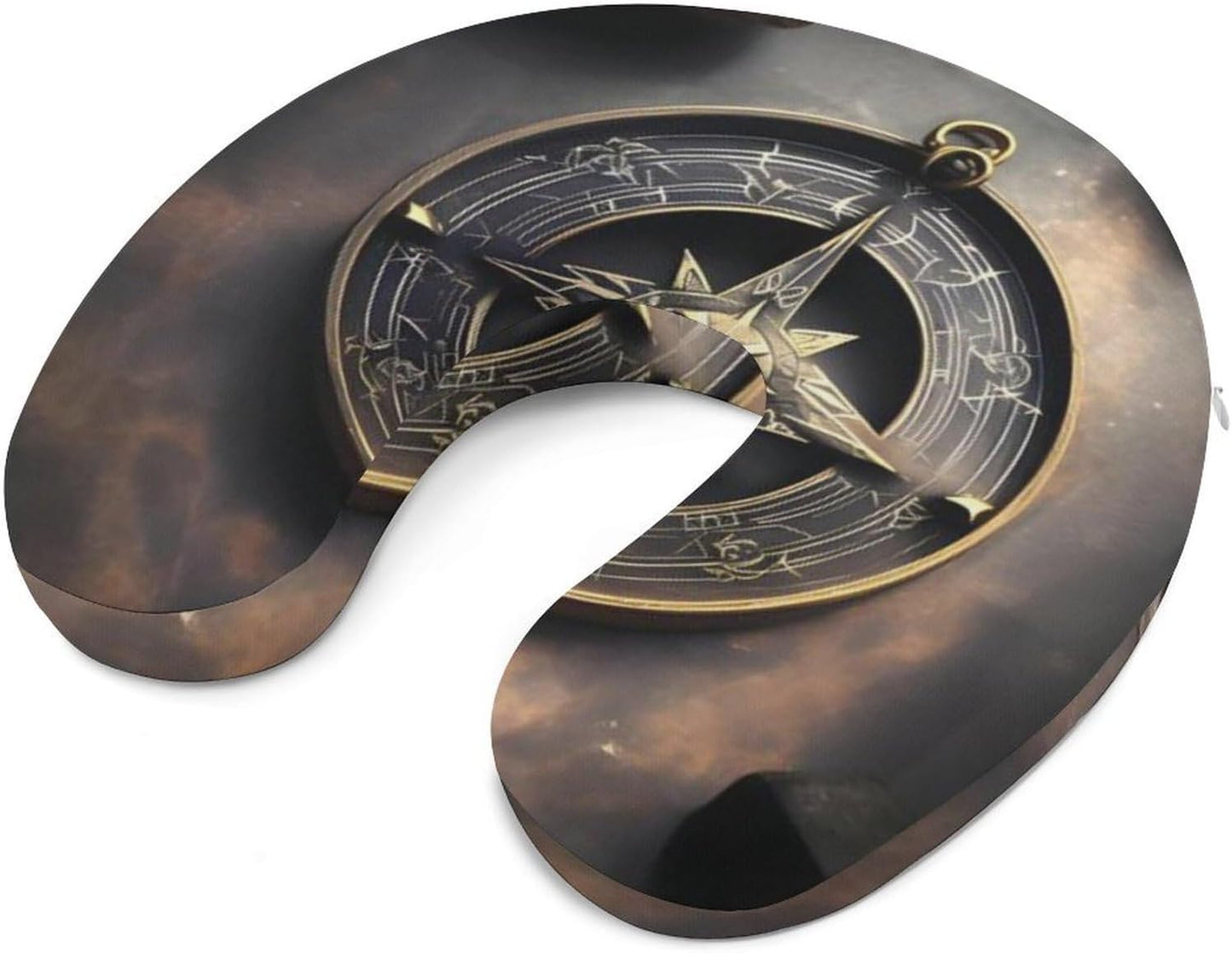 Magical Design Norse Runes Compass Neck Pillow Memory Foam U Shaped Pillows Portable Pillows for Shoulder Travel Head Support Pillow with Concealed Zipper for Airplane Car Home Office