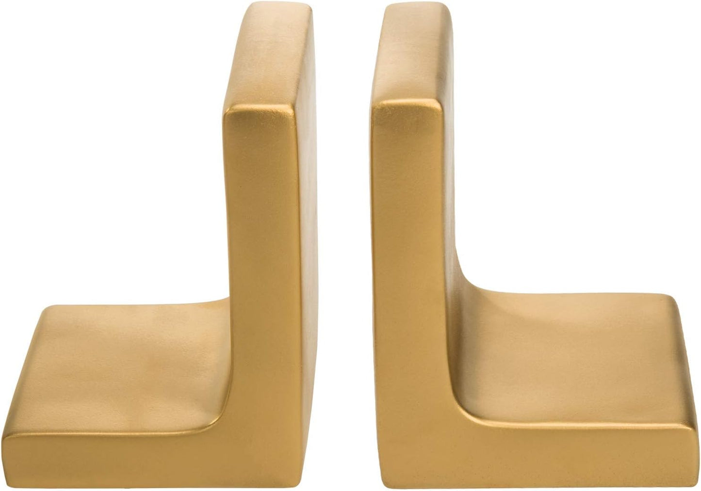 MyGift Modern Gold Concrete Office Bookshelf Decor Bookends for Heavy Book and Textbooks, Desktop Book Holder, 1 Pair