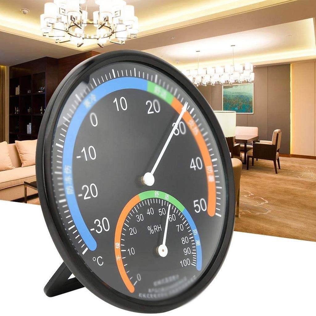 Premium Large Wall Thermometer-Hygrometer Indoor Outdoor for Patio, Pool, Kitchen, and Room Decorative (Black)