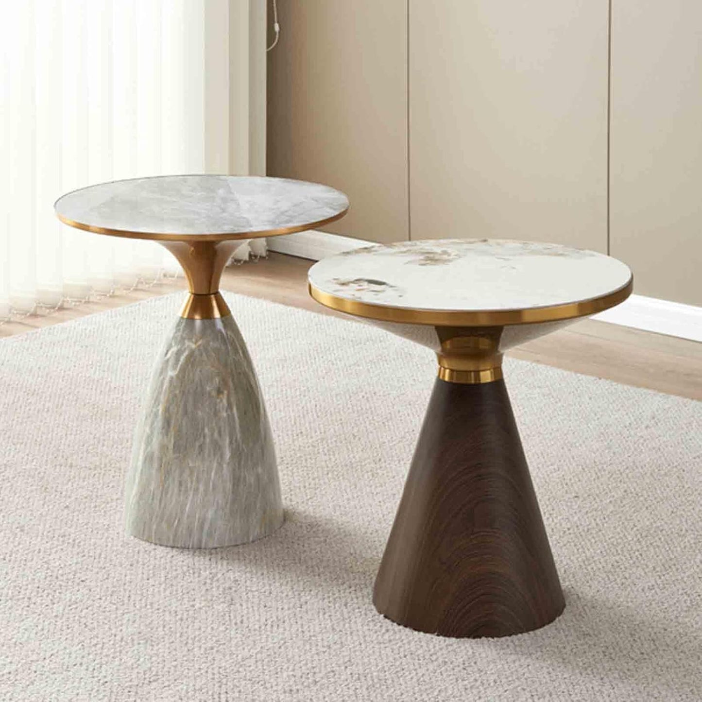 Generic Round Coffee Table Circle Side End Tables for Living Room, Night Stand Tea Table with Storage, Nightstand Bedside Tables for Small Spaces, Bedroom, Small Couch Table