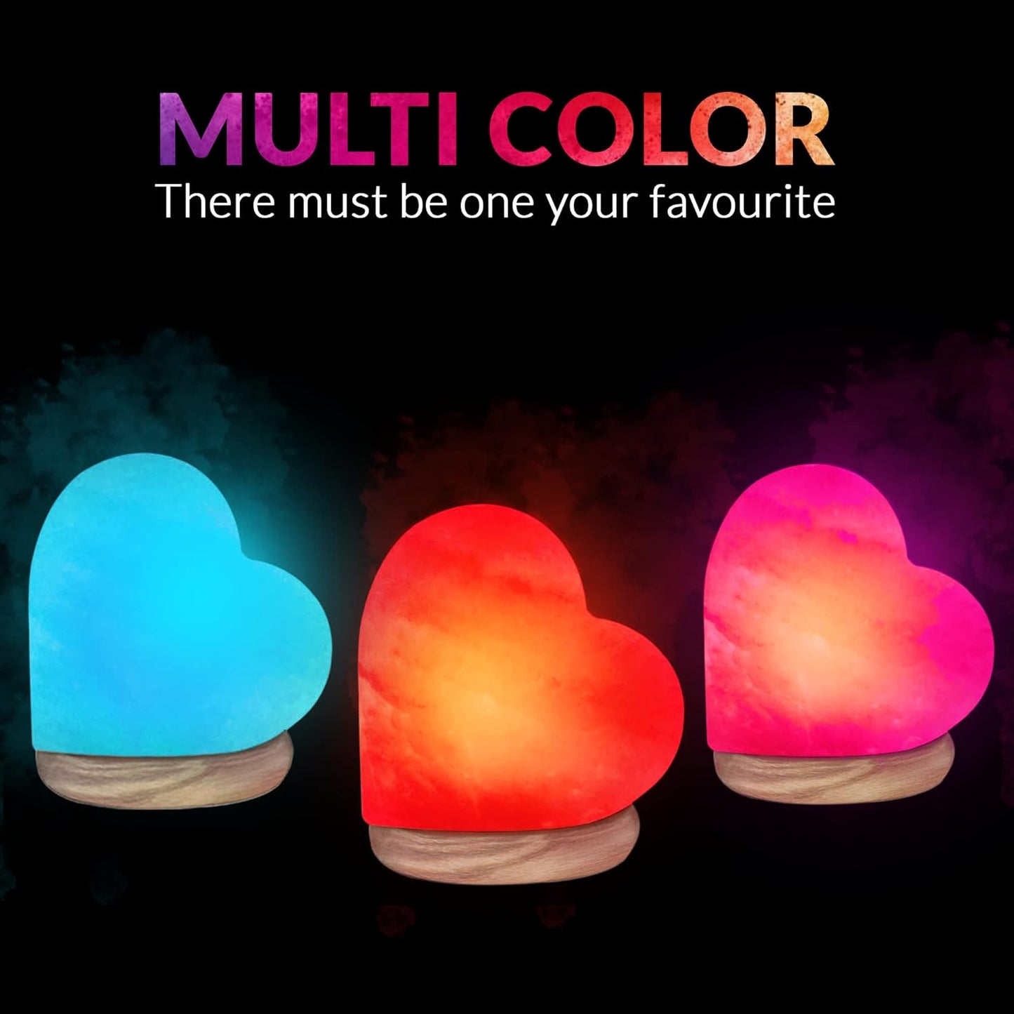 Himalayan Glow 944AC USB Heart Salt Lamp, Multicolor Night light, Best Home Decor by WBM