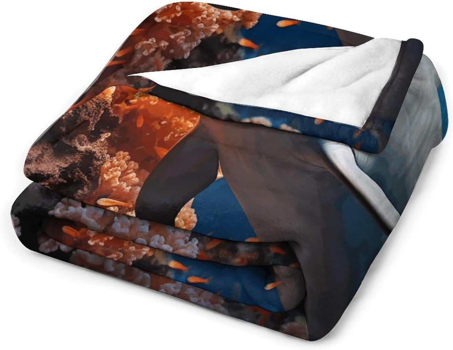 Dolphin On Coral Throw Blanket for Couch Super Soft Warm Lightweight Throw Blankets Cozy Flannel Bed Blanket Cute Decorative Blankets for All Seasons Home Decor Gift 60"*80"（150 * 200cm）