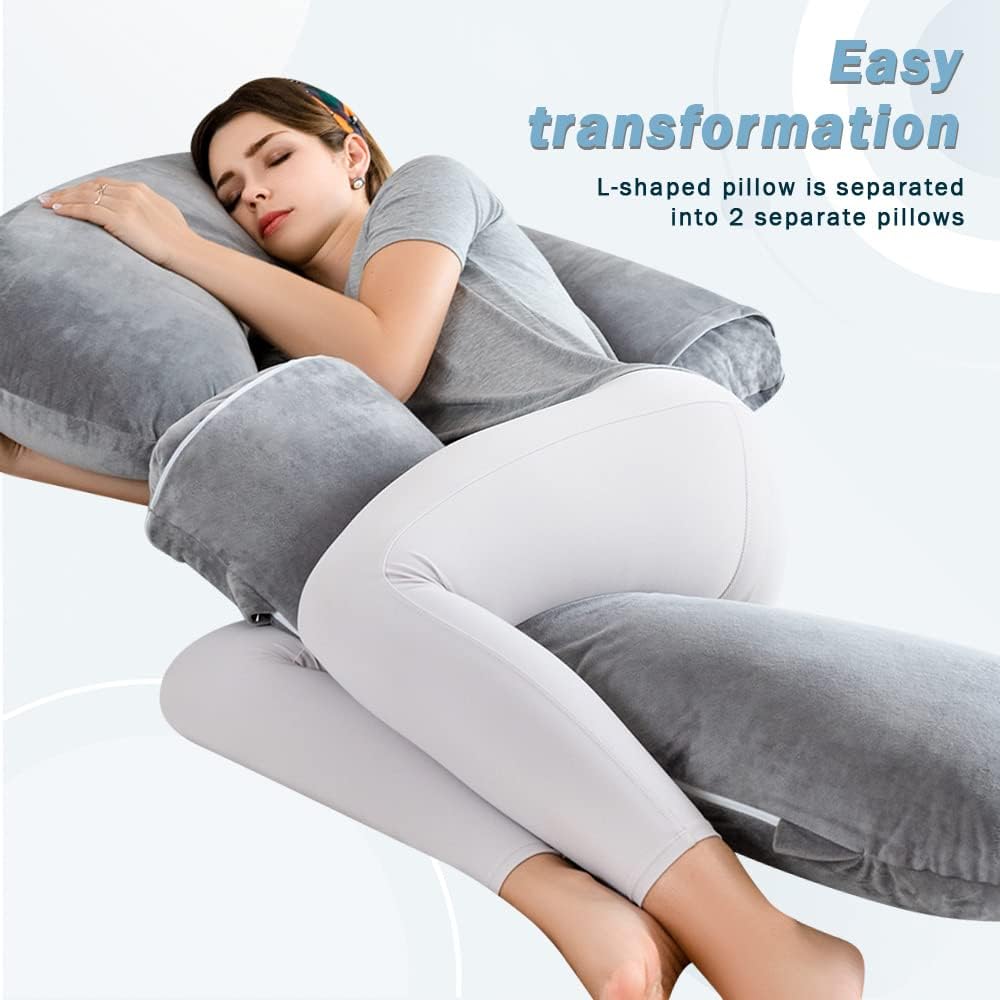 INSEN Pregnancy Pillow for Sleeping,Maternity Body Pillow for Pregnancy Women,Pregnancy Support Pillow for Back, Hip Pain,Grey