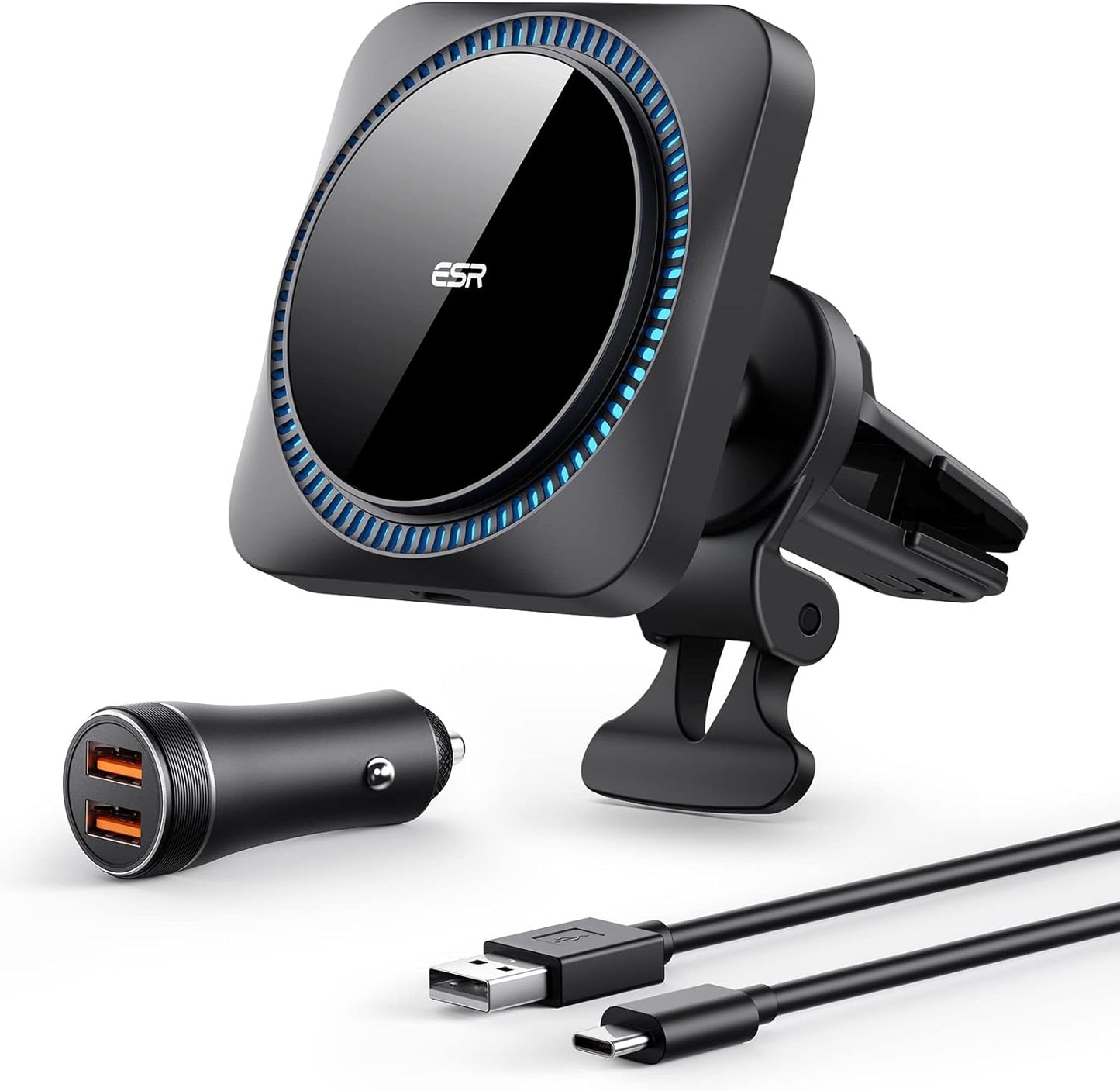 ESR for MagSafe Car Mount Charger with CryoBoost, Magnetic Wireless Car Charger, for MagSafe Car Charging, for iPhone 17e/17/16/15/14/13/12, S26/S25, Fast Phone Cooling Charging Set,36W QC 3.0 Adapter