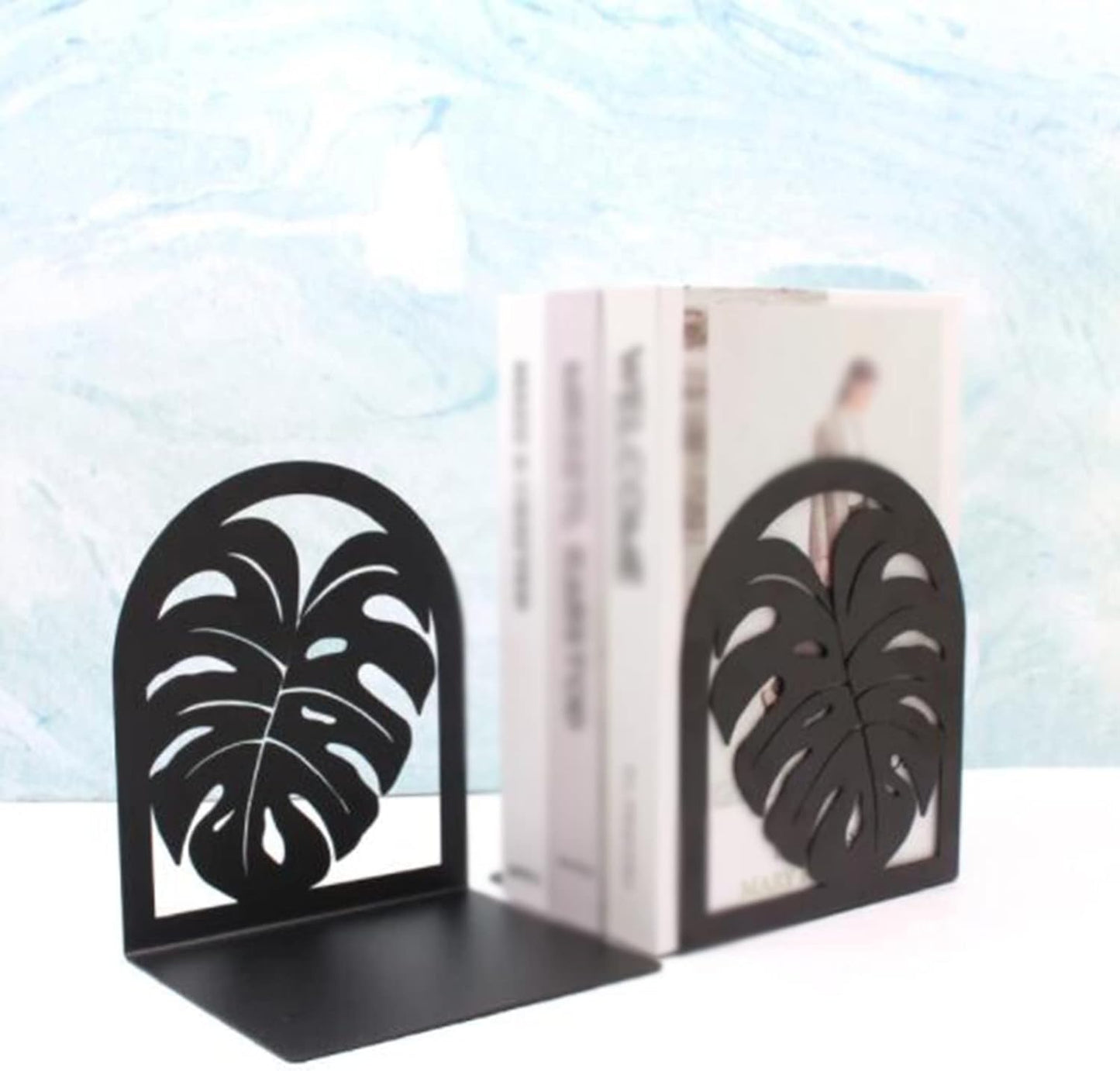 2PCS Metal Book Stand Turtle Back Leaf Book Holder Landscape Storage Learning Reading Rack Hollow Bookends Retro Book End Shelf Book Holder Bookends