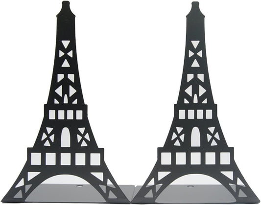 Winterworm Stylish Classical Hollow Out Modern France Paris Landmark Eiffel Tower Metal Decorative Bookend Book End Book Organizer for Library School Office Home Desk Study Gift (Black)