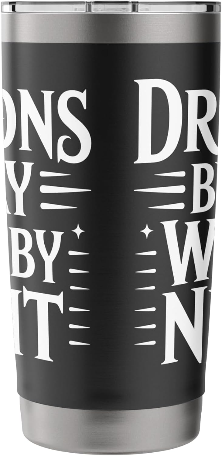 Fantasy Books Reading Time Dragons By Day Wine By Night Stainless Steel Insulated Tumbler
