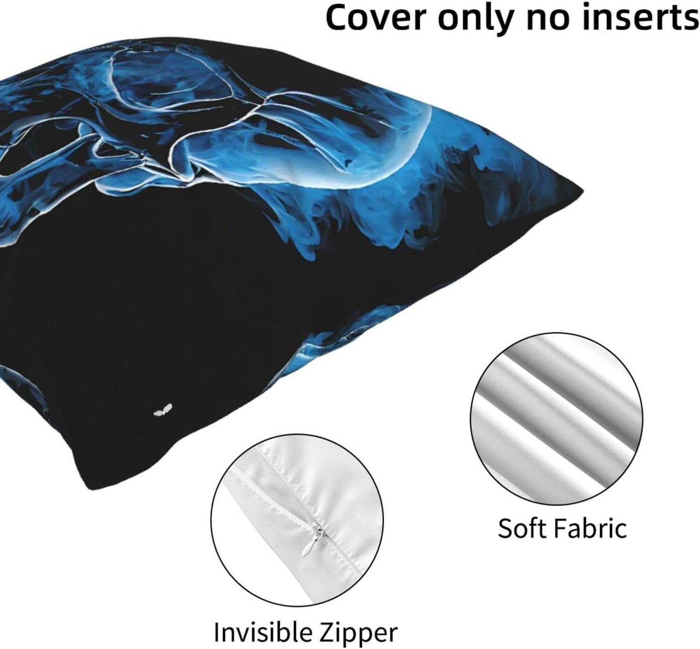 All-Season Square Pillow Covers 18"X18", Skull, Decorative Throw Pillow Covers for Sofa Bed Couch, Hidden Zipper Cushion Cover, Square Lumbar & Accent Pillowcases for Home Decor