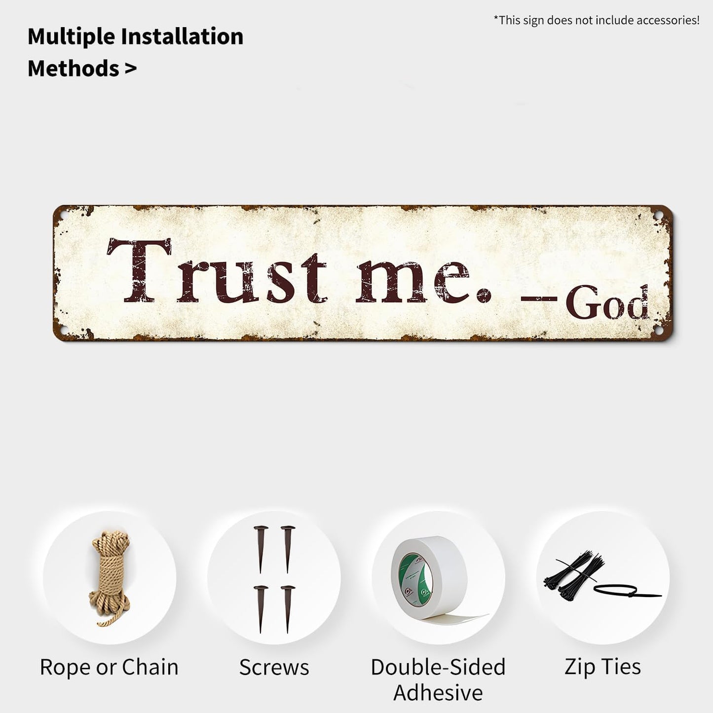 Trust Me God Metal Sign - 4x16 Inch Rust-Resistant Christian Wall Decor, Inspirational Bedroom/Office/Church Art for Women and Teens - Indoor/Outdoor Religious Plaque