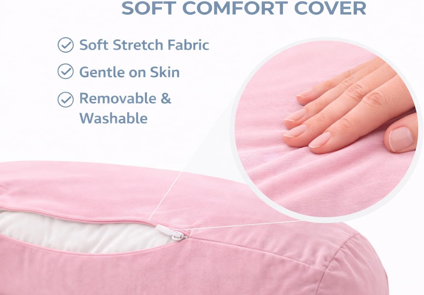 Microbead Body Pillow - Luxuriously Soft and Huggable with Removable Cover 30 X 8