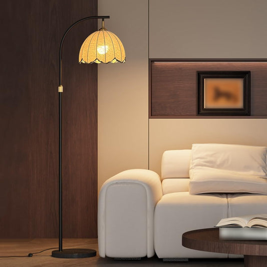 Arc Floor Lamp Adjustable Height Tall Light Sofa Side Standing Reading Lamp 3 Color Temperature LED Vertical Lights with Marble Base Linen Floor Lamps for Tea Room Bedroom