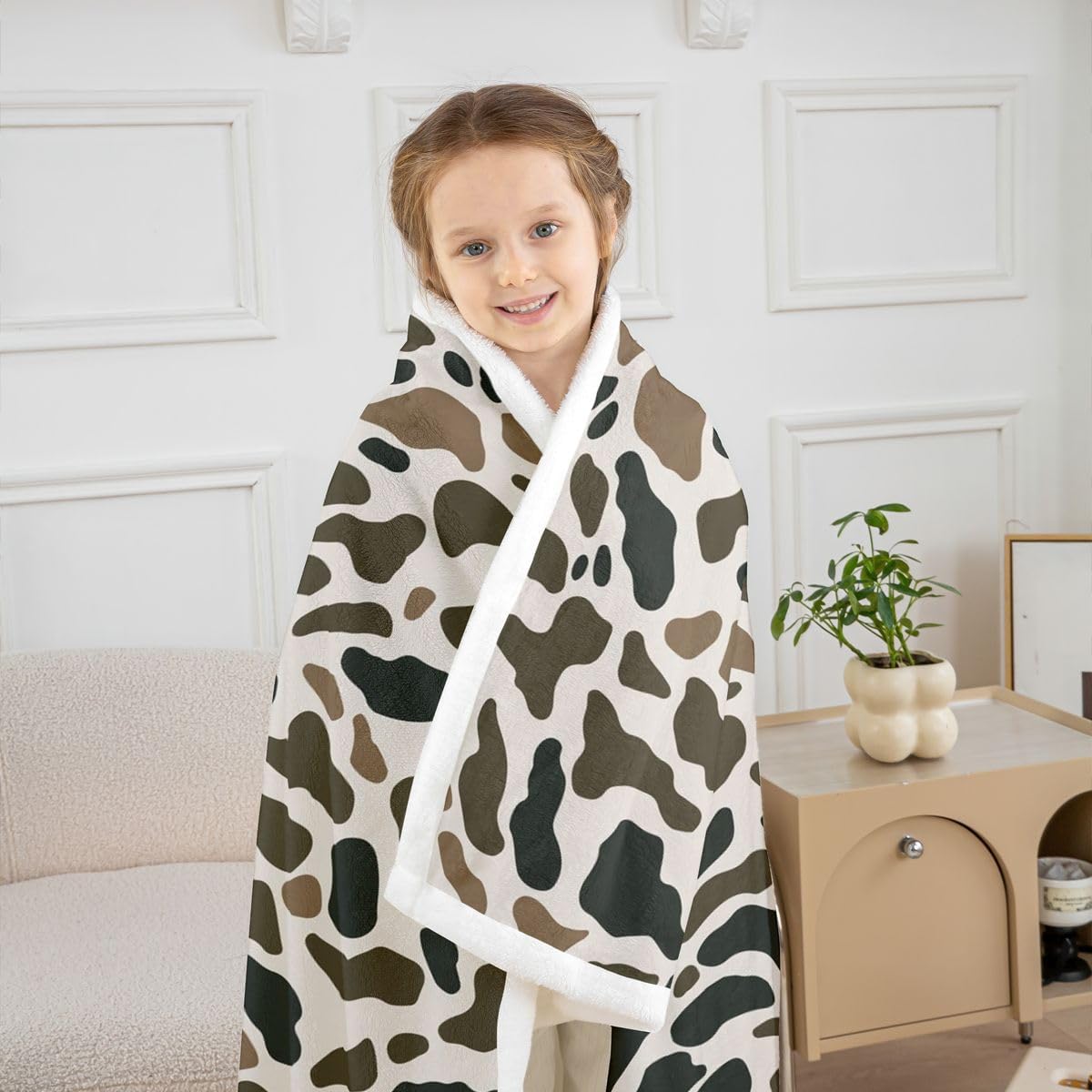 Feelyou Camo Throw Blanket Black White Soft Fleece Sherpa Cozy Fuzzy Plush Warm Wild Hunting Fuzzy Plush Throw Farmhouse Cabin Rustic Baby 30"x40" Animal for Bed Couch Living Room