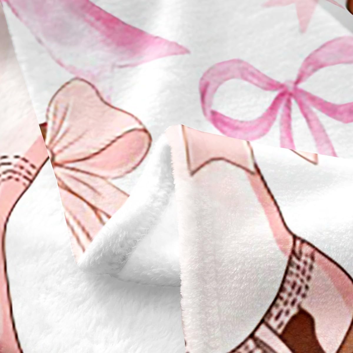 Feelyou Cowgirl All Season,Bed Blanket Set Pink Bowknots Plush Throw Blanket, for Sofa Couch Kids Western Cowboy Boots Flannel Fleece Blanket Dreamy Princess Bow Bedroom Collection 40"x50"
