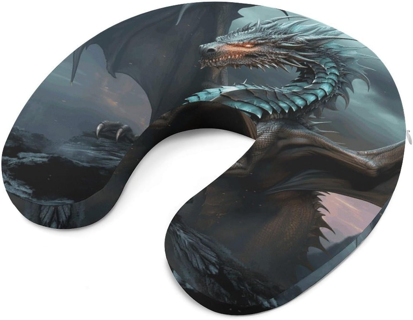 Cool Dragon Neck Pillow Memory Foam U Shaped Pillows Portable Pillows for Shoulder Travel Head Support Pillow with Concealed Zipper for Airplane Car Home Office