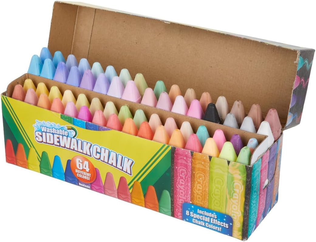 Crayola Ultimate Washable Chalk Collection (64ct), Essential Easter Basket Stuffers, Bulk Outdoor Sidewalk Chalk for Kids, Outdoor Activities & Spring Crafts, Gifts for Kids
