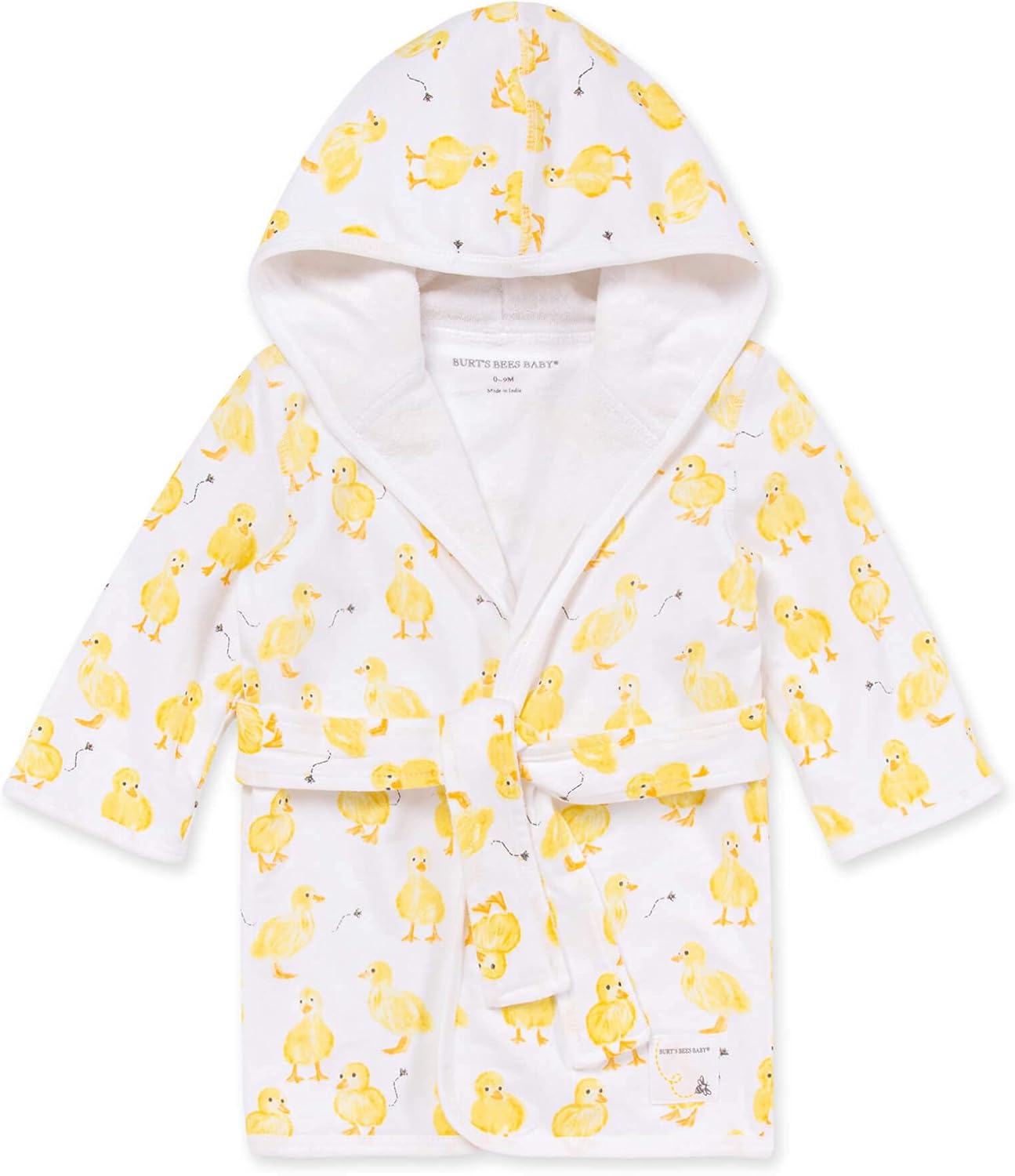 Burt's Bees Baby Hooded Robe Organic Terry Bathrobe, Newborn Bath Essentials, Unisex Boys and Girls, Size 0-9 Months Old