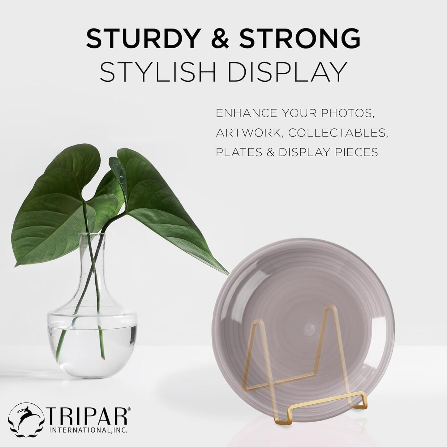 TRIPAR 4-Pack 6-Inch Metal Gold Painted Square Book Holder/Stand, Wire Mini Easel, Small Photo Stands for Table, Display for Picture Frames, Plaques & Plates