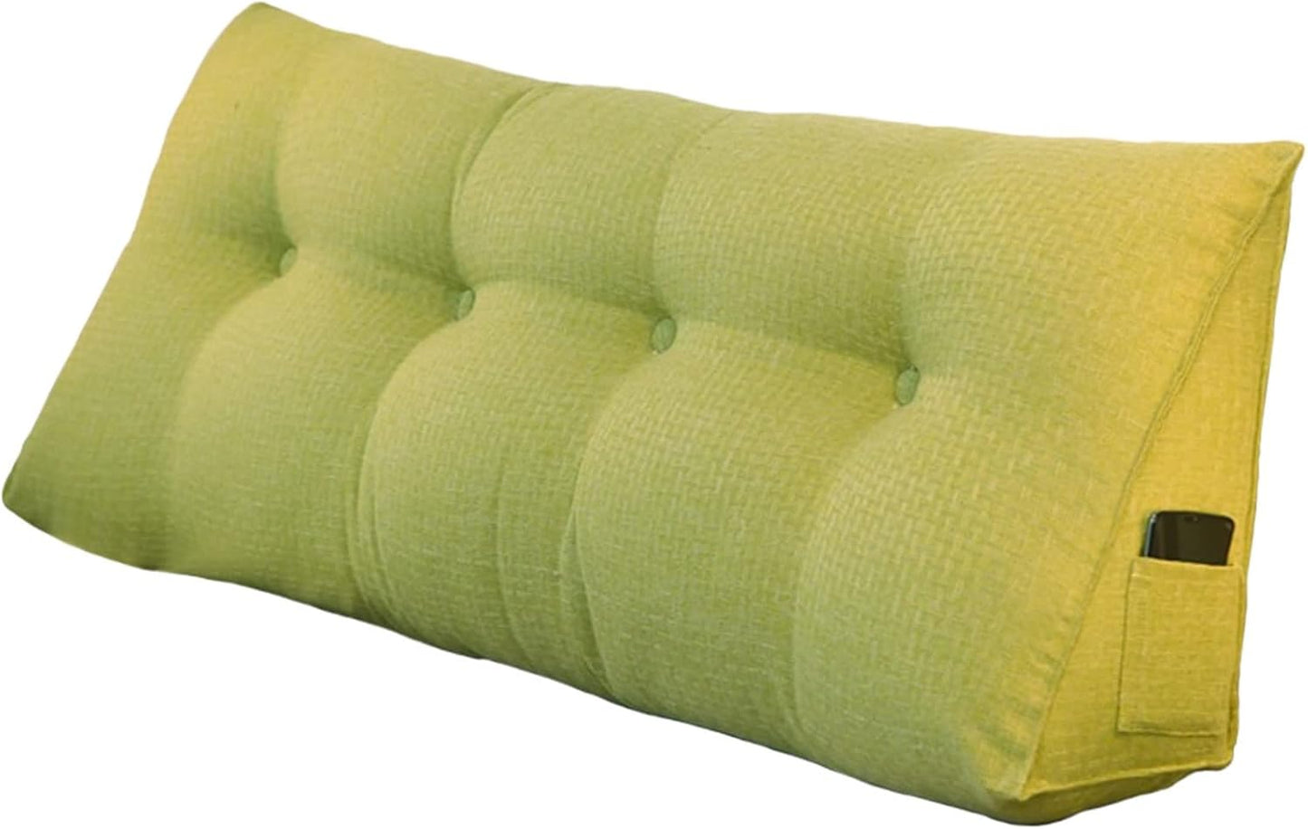Wedge Triangular Pillow Queen Size Bed Headboard Reading Pillows for Sitting in Bed Sofa Back Support Cushion Lumbar Pillows with Removable Pillow Cover ( Color : Green-01 , Size : 59 x 8 x 19 inch )