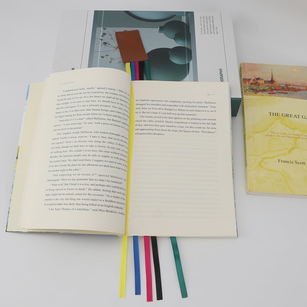 2 Pcs Bible Bookmark, Colorful Ribbon Bookmark, Artificial Leather Bible Ribbons Bookmarks, Page Markers with 5 Ribbons Colors for Books Novel Bible, Reading Lovers Students Teachers, Valentines Gift