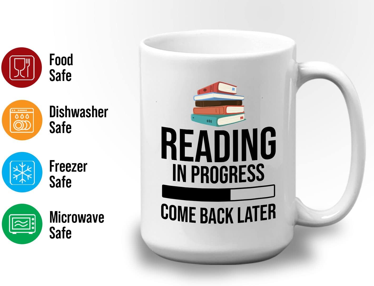 Book Lover Coffee Mug 15oz White - Reading in - Literary librarian Literature Bookworm Historian Public Library Curator Bibliophile Bibliolater