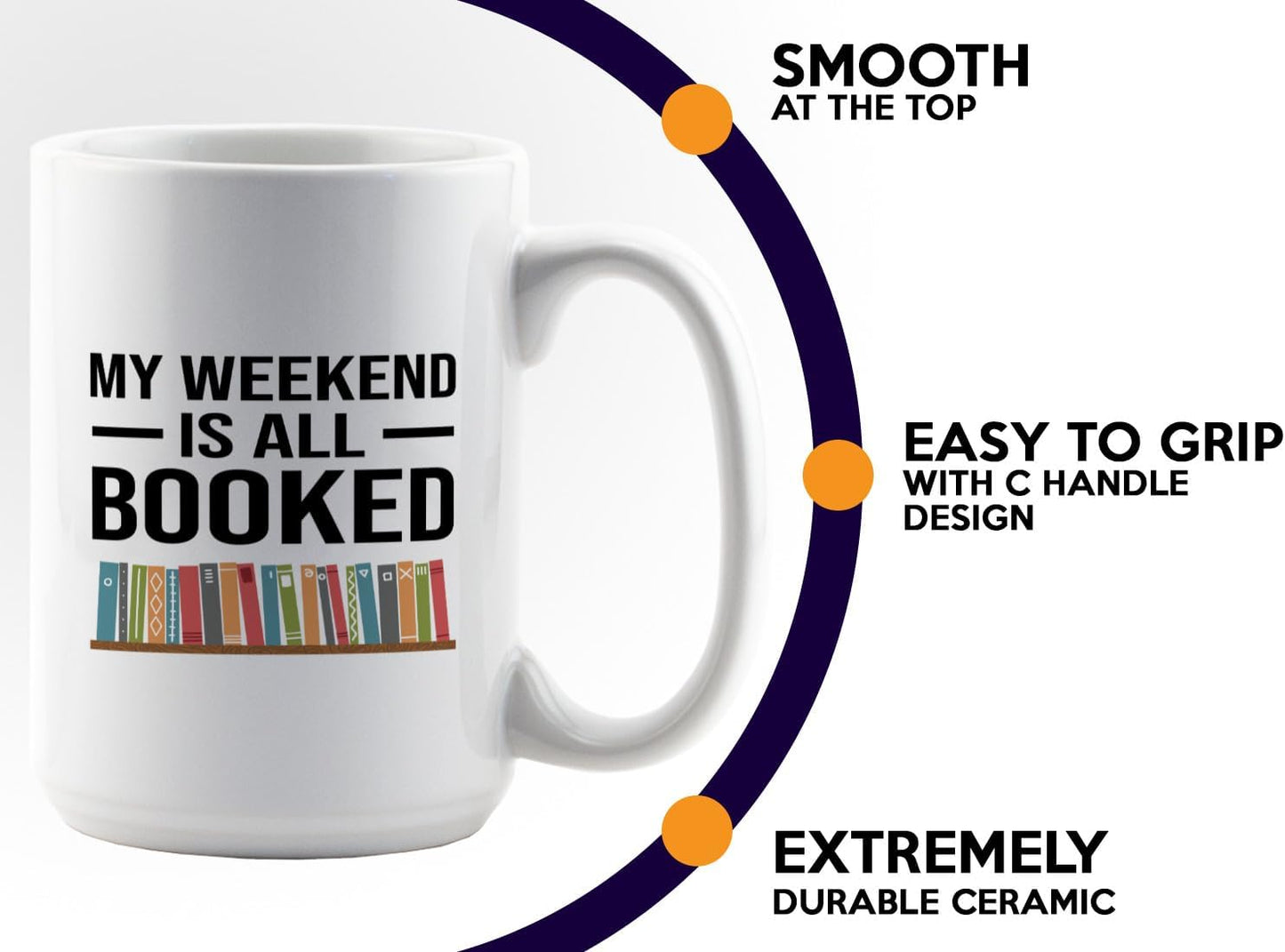Book Lover Coffee Mug 15oz White -All Booked - Gift For Poets Bookish People Bibliophile Librarian Book Club Reader