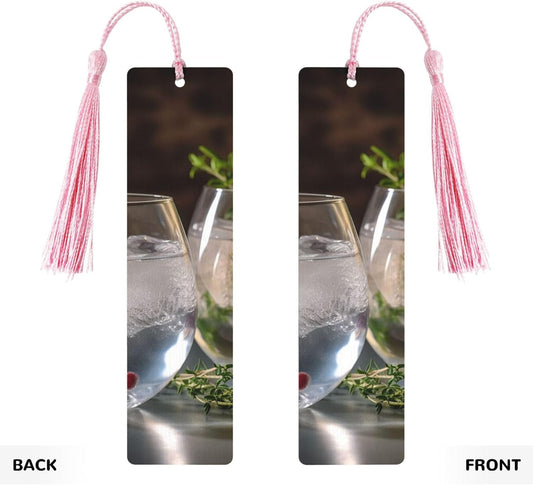 Pair It with Bold Drinks Bookmarks Gifts for Women Men, Wooden Bookmarks for Book Lovers, Vintage Book Marks Ornaments with Tassel, Unique Personalized Reading Page Markers Pink