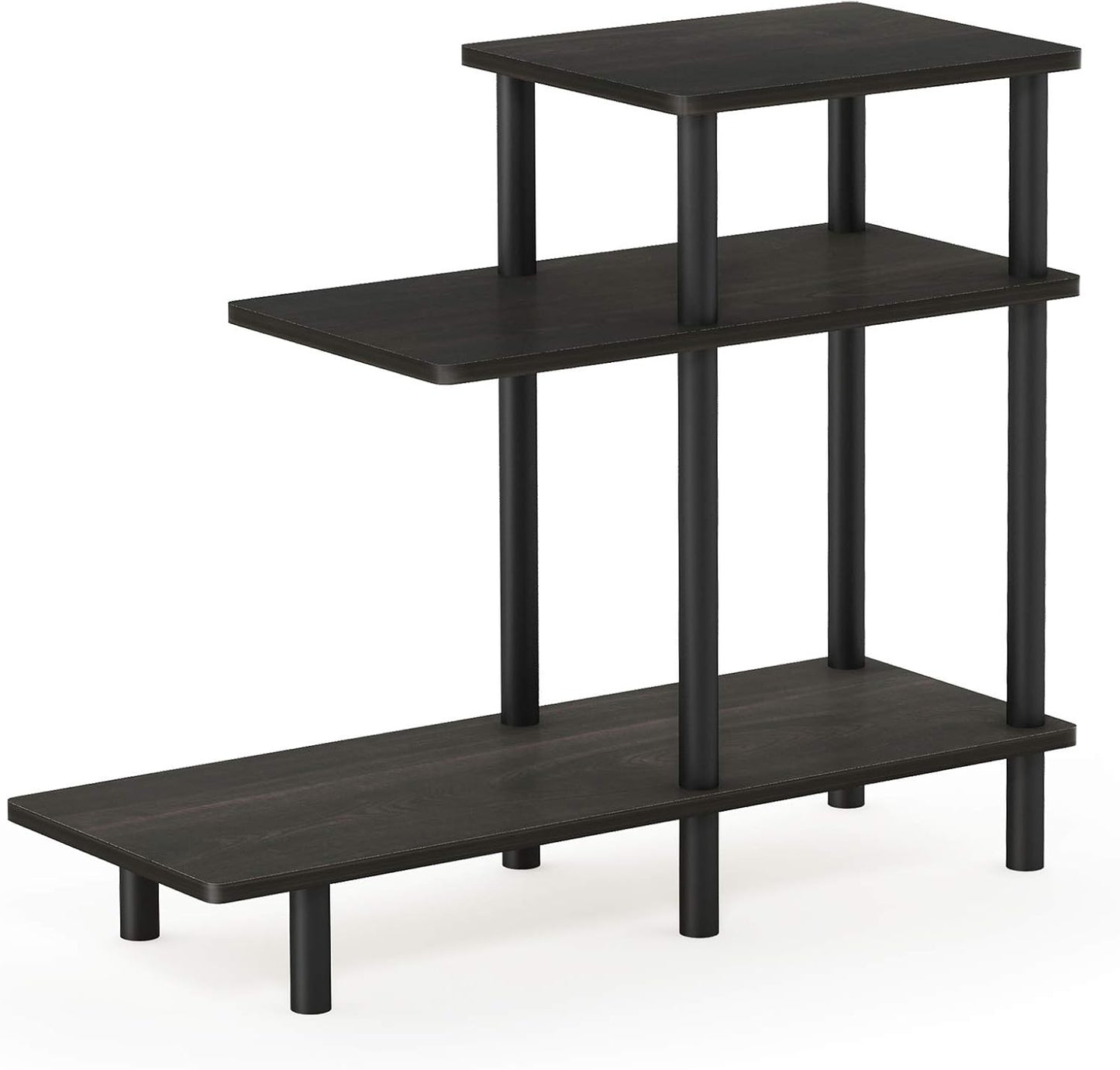 Furinno Turn-N-Tube 3-Tier Sofa Side Table, Espresso/Black, 31.5 in x 11.61 in x 25.63 in