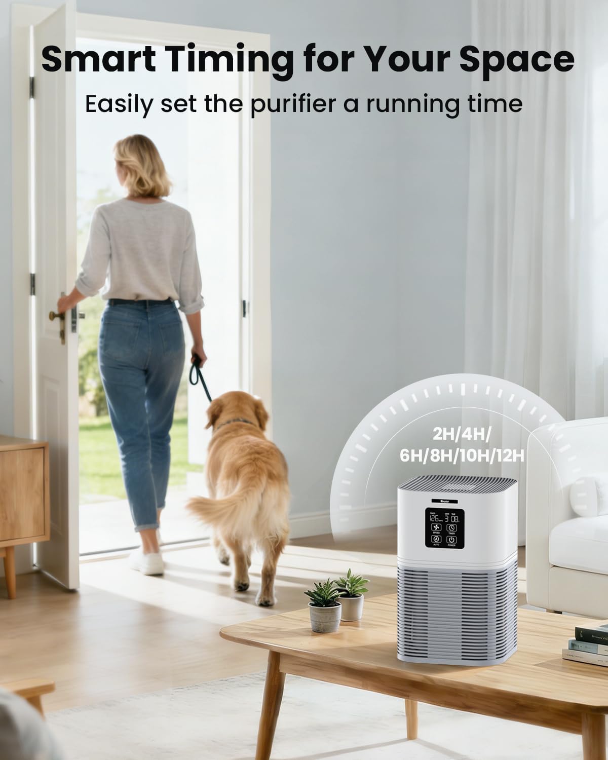 VEWIOR Air Purifiers for Home, Air Purifiers for Large Room up to 1200 sq.ft, H13 True HEPA Air Filter with Fragrance Sponge 6 Timers Quiet Air Cleaner for Pet Dander Wildfire
