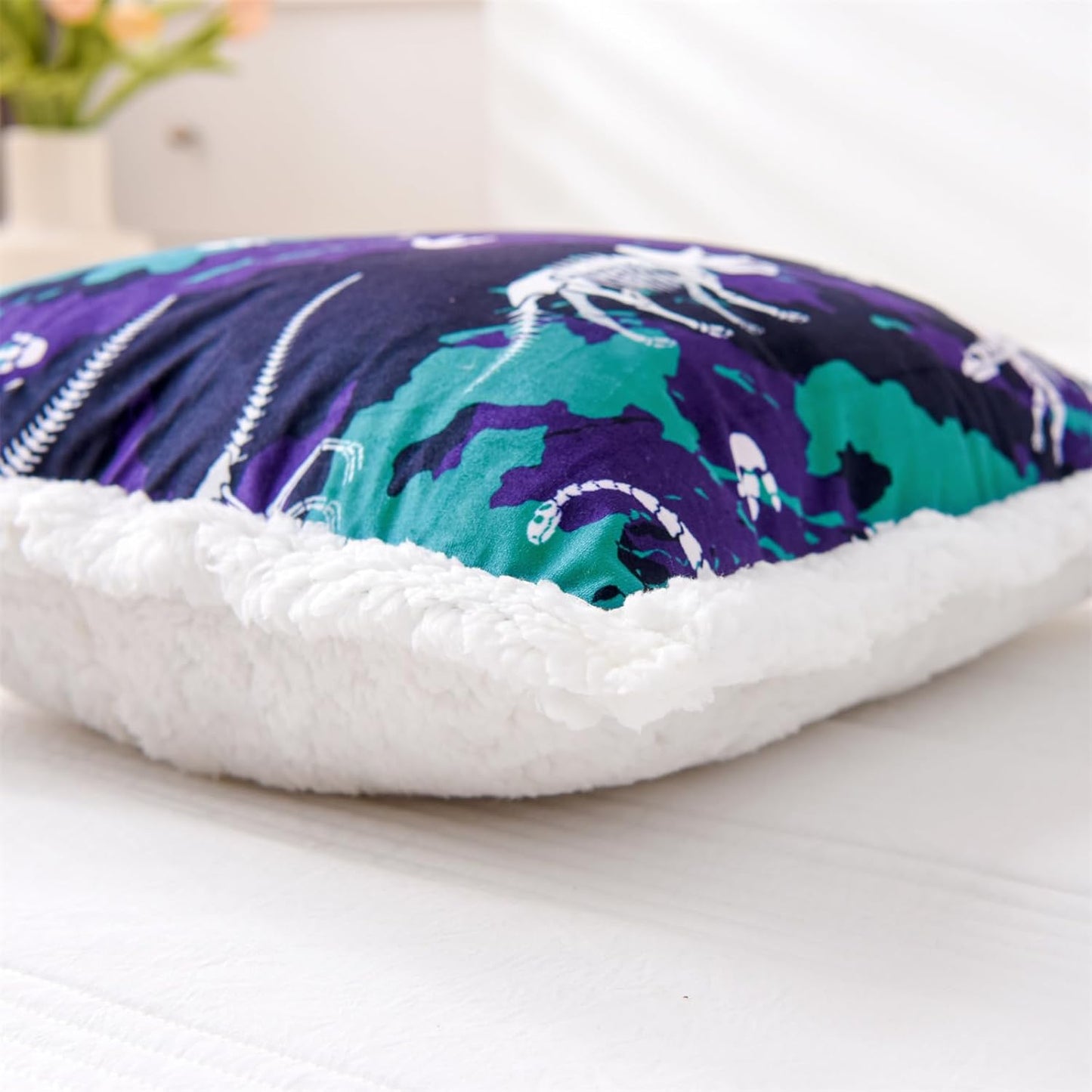 Aimuan Dinosaurs Reading Pillow Bed Rest Wedge Backrest Pillow with Arms Back Support for Sitting Up in Bed Cushion Incline Rest Sleeping Snoring Pillow (Navy-Cyan)