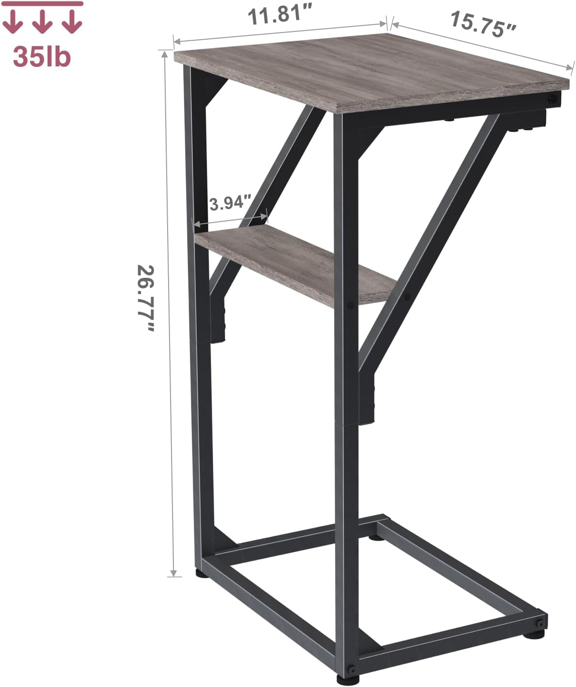 C-Shaped End Table, Small Couch Side Table, Sofa TV Tray Table for Living Room, Bedroom, Bedside ET-D-GYW1