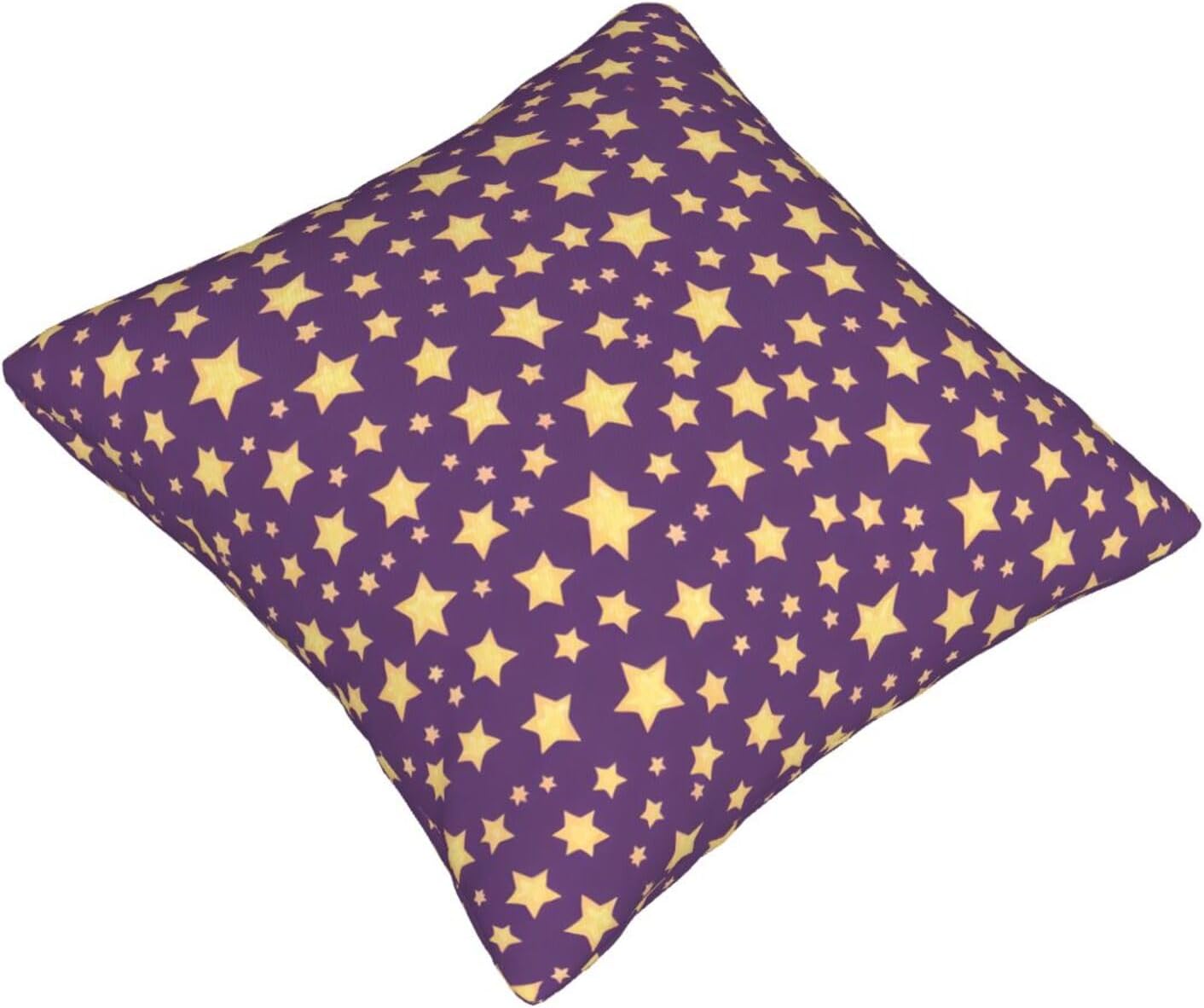 All-Season Square Pillow Covers 18"X18", Yellow Stars, Decorative Throw Pillow Covers for Sofa Bed Couch, Hidden Zipper Cushion Cover, Square Lumbar & Accent Pillowcases for Home Decor